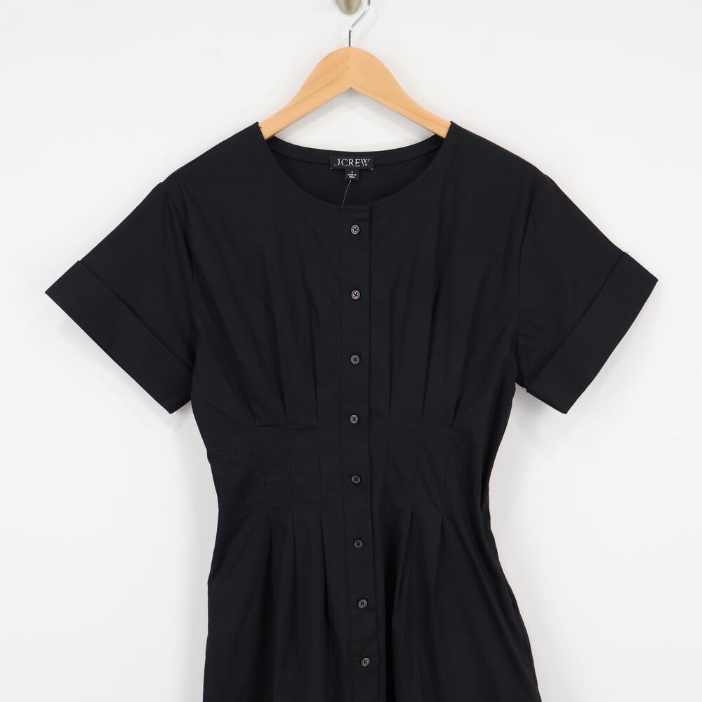 J.Crew Wren Mini Shirt Dress Cotton Blend Poplin Black Size 4 NWT - Picture 3 of 9